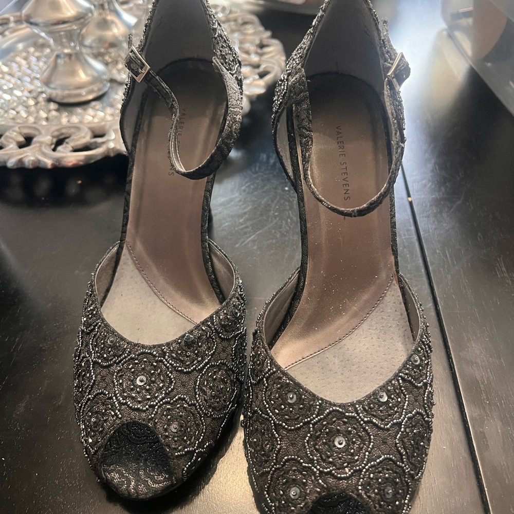 Valerie Stevens Sparkling Black Heels